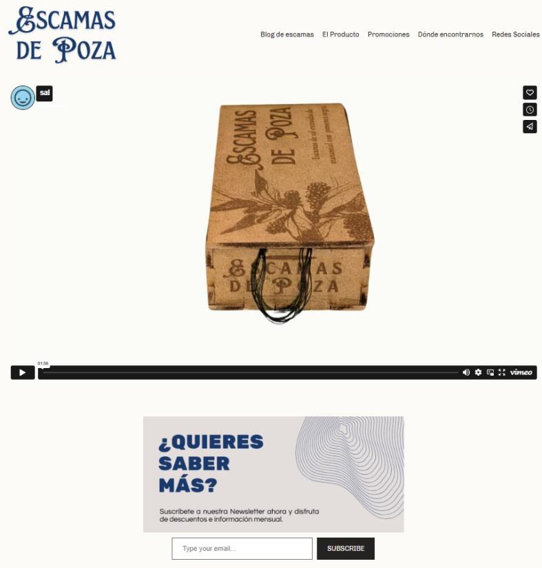 Portada de la web con la caja de producto