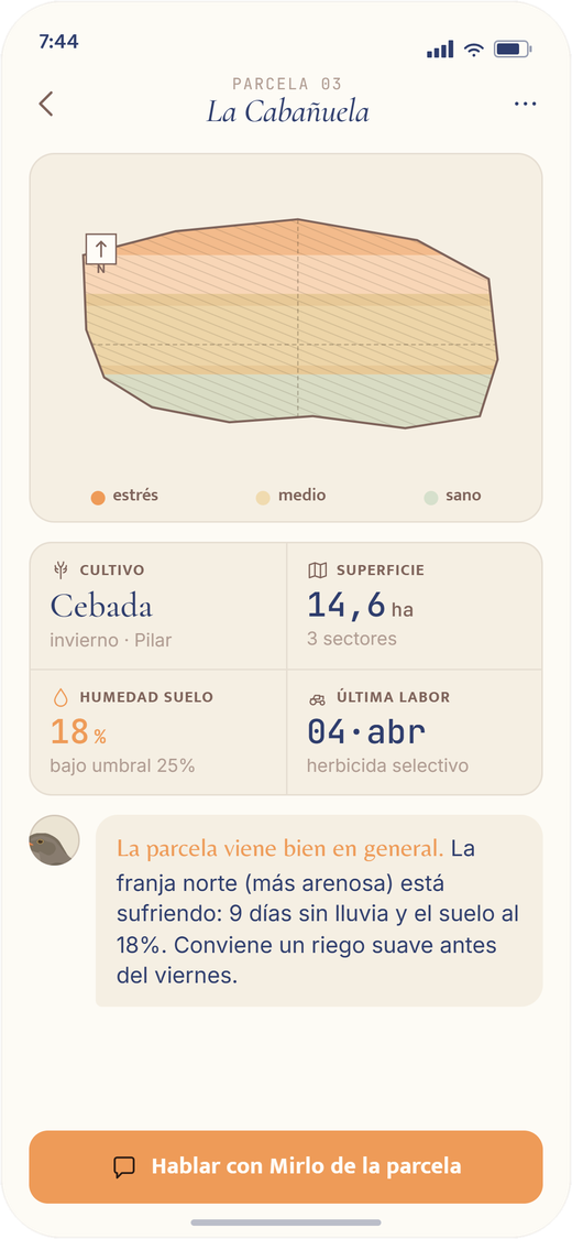 Ficha de una parcela en la app de Losino